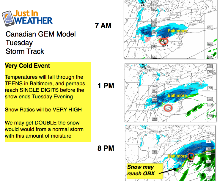 Canadian Model Storm Track: Tuesday Jan 21, 2014